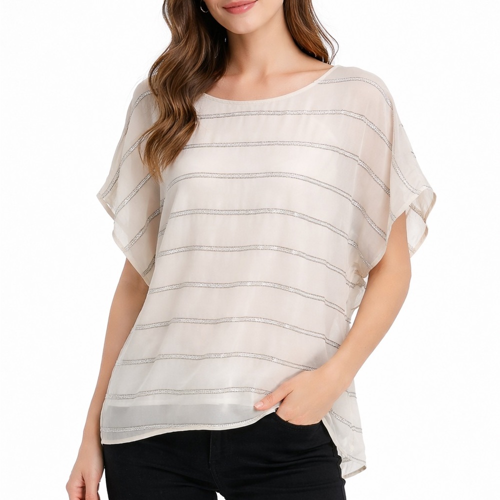 Lane Bryant Cream Embellished Blouse
